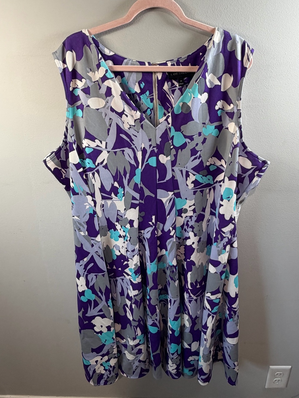 Lane Bryant Woman's Purple Multi-Colored Floral Dress Fit & Flare Size 28